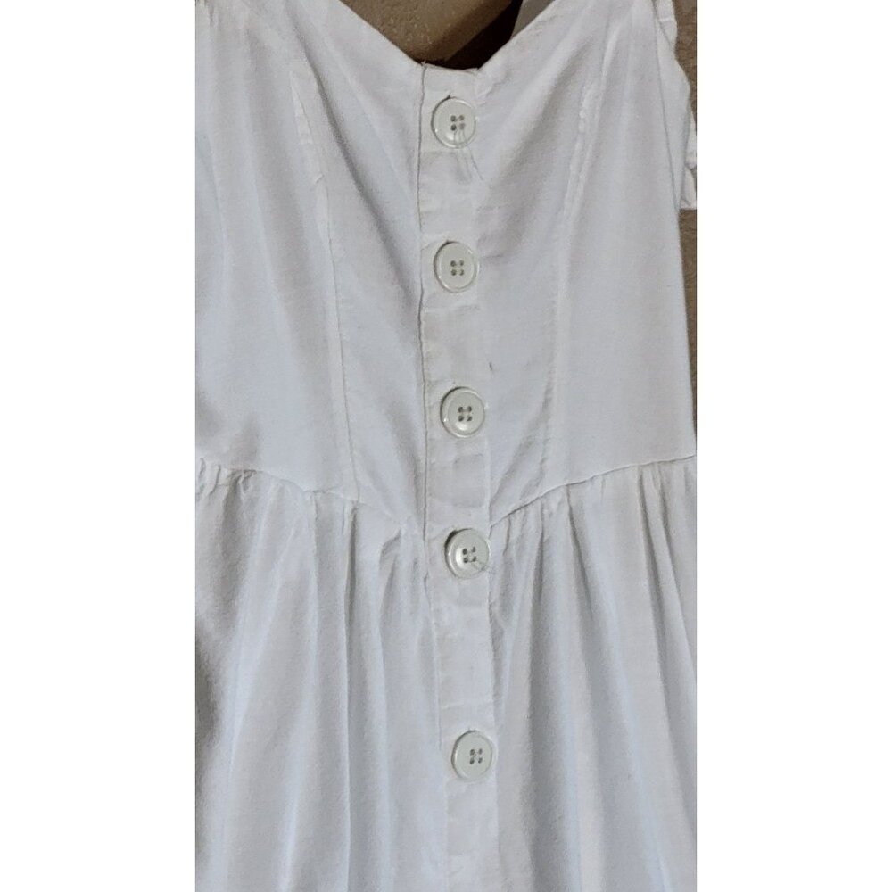 Urban Outfitters White Button-Front Tiered Midi Dress Adjustable Tie Straps XS - Picture 4 of 13